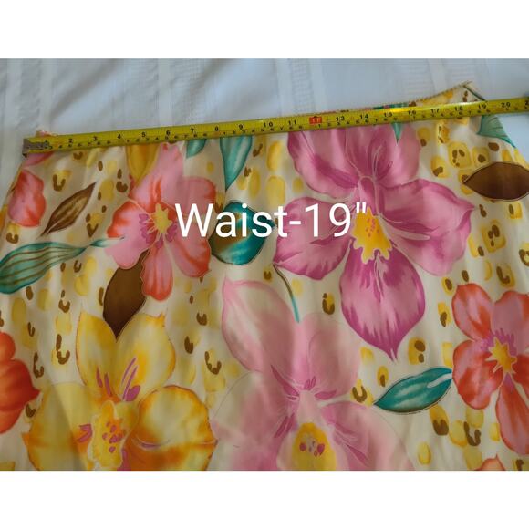 Ashley Stewart Yellow Skirt PLUS Sz 22 Floral Assymetrical Sheer Lined Flowy - Picture 13 of 16